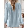 imageBoho Tops for Women Long Sleeve Shirts Crewneck Flowy Womens Blouses Dressy Casual Lace Hem Clothing Trendy 2026Graygreen