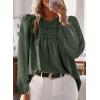 imageBoho Tops for Women Long Sleeve Shirts Crewneck Flowy Womens Blouses Dressy Casual Lace Hem Clothing Trendy 2026Greenblack Dots