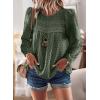 imageBoho Tops for Women Long Sleeve Shirts Crewneck Flowy Womens Blouses Dressy Casual Lace Hem Clothing Trendy 2026Greenblack Dots