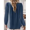 imageBoho Tops for Women Long Sleeve Shirts Crewneck Flowy Womens Blouses Dressy Casual Lace Hem Clothing Trendy 2026Lake Blue