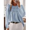 imageBoho Tops for Women Long Sleeve Shirts Crewneck Flowy Womens Blouses Dressy Casual Lace Hem Clothing Trendy 2026Light Blueblack Dots