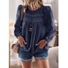 imageBoho Tops for Women Long Sleeve Shirts Crewneck Flowy Womens Blouses Dressy Casual Lace Hem Clothing Trendy 2026Navy Blue