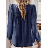 imageBoho Tops for Women Long Sleeve Shirts Crewneck Flowy Womens Blouses Dressy Casual Lace Hem Clothing Trendy 2026Navy Blue
