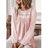 imageBoho Tops for Women Long Sleeve Shirts Crewneck Flowy Womens Blouses Dressy Casual Lace Hem Clothing Trendy 2026Pink1