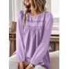 imageBoho Tops for Women Long Sleeve Shirts Crewneck Flowy Womens Blouses Dressy Casual Lace Hem Clothing Trendy 2026Purple