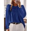 imageBoho Tops for Women Long Sleeve Shirts Crewneck Flowy Womens Blouses Dressy Casual Lace Hem Clothing Trendy 2026Royal Blue