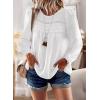 imageBoho Tops for Women Long Sleeve Shirts Crewneck Flowy Womens Blouses Dressy Casual Lace Hem Clothing Trendy 2026White