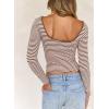 imageLong Sleeve Shirts for Women Sexy Backless Striped Tops Going Out TShirt Y2K Crop Womens Blouse Boat Neck OutfitCamel and White
