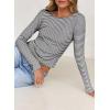 imageLong Sleeve Shirts for Women Sexy Backless Striped Tops Going Out TShirt Y2K Crop Womens Blouse Boat Neck OutfitGrey