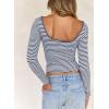 imageLong Sleeve Shirts for Women Sexy Backless Striped Tops Going Out TShirt Y2K Crop Womens Blouse Boat Neck OutfitNavy Blue and White