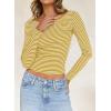 imageLong Sleeve Shirts for Women Sexy Backless Striped Tops Going Out TShirt Y2K Crop Womens Blouse Boat Neck OutfitYellow and White