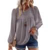 imageBoho Tops for Women Long Sleeve Shirts Crewneck Flowy Womens Blouses Dressy Casual Lace Hem Clothing Trendy 2026Dark Grey