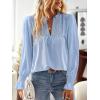imageBoho Tops for Women V Neck Blouses Flowy Swiss Dot Dressy Casual Lace Womens Long Sleeve Shirts Trendy 2026Blue