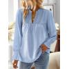 imageBoho Tops for Women V Neck Blouses Flowy Swiss Dot Dressy Casual Lace Womens Long Sleeve Shirts Trendy 2026Blue