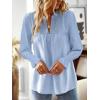 imageBoho Tops for Women V Neck Blouses Flowy Swiss Dot Dressy Casual Lace Womens Long Sleeve Shirts Trendy 2026Blue