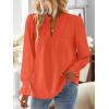 imageBoho Tops for Women V Neck Blouses Flowy Swiss Dot Dressy Casual Lace Womens Long Sleeve Shirts Trendy 2026Bright Orange