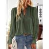 imageBoho Tops for Women V Neck Blouses Flowy Swiss Dot Dressy Casual Lace Womens Long Sleeve Shirts Trendy 2026Green