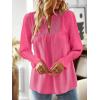 imageBoho Tops for Women V Neck Blouses Flowy Swiss Dot Dressy Casual Lace Womens Long Sleeve Shirts Trendy 2026Hot Pink
