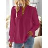 imageBoho Tops for Women V Neck Blouses Flowy Swiss Dot Dressy Casual Lace Womens Long Sleeve Shirts Trendy 2026Magenta