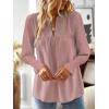 imageBoho Tops for Women V Neck Blouses Flowy Swiss Dot Dressy Casual Lace Womens Long Sleeve Shirts Trendy 2026Pink