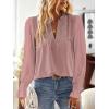 imageBoho Tops for Women V Neck Blouses Flowy Swiss Dot Dressy Casual Lace Womens Long Sleeve Shirts Trendy 2026Pink
