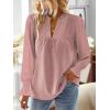 imageBoho Tops for Women V Neck Blouses Flowy Swiss Dot Dressy Casual Lace Womens Long Sleeve Shirts Trendy 2026Pink