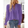 imageBoho Tops for Women V Neck Blouses Flowy Swiss Dot Dressy Casual Lace Womens Long Sleeve Shirts Trendy 2026Purple