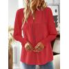 imageBoho Tops for Women V Neck Blouses Flowy Swiss Dot Dressy Casual Lace Womens Long Sleeve Shirts Trendy 2026Red