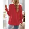 imageBoho Tops for Women V Neck Blouses Flowy Swiss Dot Dressy Casual Lace Womens Long Sleeve Shirts Trendy 2026Red