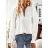 imageBoho Tops for Women V Neck Blouses Flowy Swiss Dot Dressy Casual Lace Womens Long Sleeve Shirts Trendy 2026White