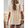 imageWomens Summer Tops Crewneck Short Sleeve Shirts Casual Chiffon Blouses Flowy Lace Hem Boho Clothing Trendy 2026Apricot