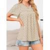 imageWomens Summer Tops Crewneck Short Sleeve Shirts Casual Chiffon Blouses Flowy Lace Hem Boho Clothing Trendy 2026Apricotblack Dots