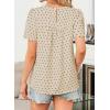 imageWomens Summer Tops Crewneck Short Sleeve Shirts Casual Chiffon Blouses Flowy Lace Hem Boho Clothing Trendy 2026Apricotblack Dots