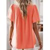 imageWomens Summer Tops Crewneck Short Sleeve Shirts Casual Chiffon Blouses Flowy Lace Hem Boho Clothing Trendy 2026Bright Orange