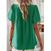 imageWomens Summer Tops Crewneck Short Sleeve Shirts Casual Chiffon Blouses Flowy Lace Hem Boho Clothing Trendy 2026Clover Green