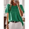 imageWomens Summer Tops Crewneck Short Sleeve Shirts Casual Chiffon Blouses Flowy Lace Hem Boho Clothing Trendy 2026Clover Green