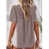 imageWomens Summer Tops Crewneck Short Sleeve Shirts Casual Chiffon Blouses Flowy Lace Hem Boho Clothing Trendy 2026Coffee