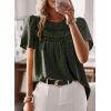 imageWomens Summer Tops Crewneck Short Sleeve Shirts Casual Chiffon Blouses Flowy Lace Hem Boho Clothing Trendy 2026Green
