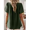 imageWomens Summer Tops Crewneck Short Sleeve Shirts Casual Chiffon Blouses Flowy Lace Hem Boho Clothing Trendy 2026Greengreen Dots