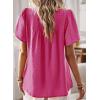 imageWomens Summer Tops Crewneck Short Sleeve Shirts Casual Chiffon Blouses Flowy Lace Hem Boho Clothing Trendy 2026Hot Pink