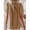 imageWomens Summer Tops Crewneck Short Sleeve Shirts Casual Chiffon Blouses Flowy Lace Hem Boho Clothing Trendy 2026Mocha