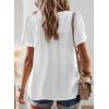 imageWomens Summer Tops Crewneck Short Sleeve Shirts Casual Chiffon Blouses Flowy Lace Hem Boho Clothing Trendy 2026White