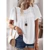 imageWomens Summer Tops Crewneck Short Sleeve Shirts Casual Chiffon Blouses Flowy Lace Hem Boho Clothing Trendy 2026White