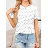 imageWomens Summer Tops Crewneck Short Sleeve Shirts Casual Chiffon Blouses Flowy Lace Hem Boho Clothing Trendy 2026Whiteblack Dots