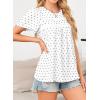 imageWomens Summer Tops Crewneck Short Sleeve Shirts Casual Chiffon Blouses Flowy Lace Hem Boho Clothing Trendy 2026Whiteblack Dots