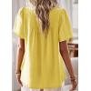 imageWomens Summer Tops Crewneck Short Sleeve Shirts Casual Chiffon Blouses Flowy Lace Hem Boho Clothing Trendy 2026Yellow1