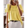 imageWomens Summer Tops Crewneck Short Sleeve Shirts Casual Chiffon Blouses Flowy Lace Hem Boho Clothing Trendy 2026Yellow1