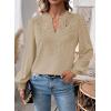 imageWomens Tops Swiss Dot Boho Long Sleeve Shirts V Neck Casual Chiffon Blouses Flowy Lace Hem Cute Clothing Trendy 2026Apricot