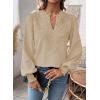 imageWomens Tops Swiss Dot Boho Long Sleeve Shirts V Neck Casual Chiffon Blouses Flowy Lace Hem Cute Clothing Trendy 2026Apricot