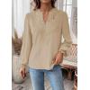 imageWomens Tops Swiss Dot Boho Long Sleeve Shirts V Neck Casual Chiffon Blouses Flowy Lace Hem Cute Clothing Trendy 2026Apricot